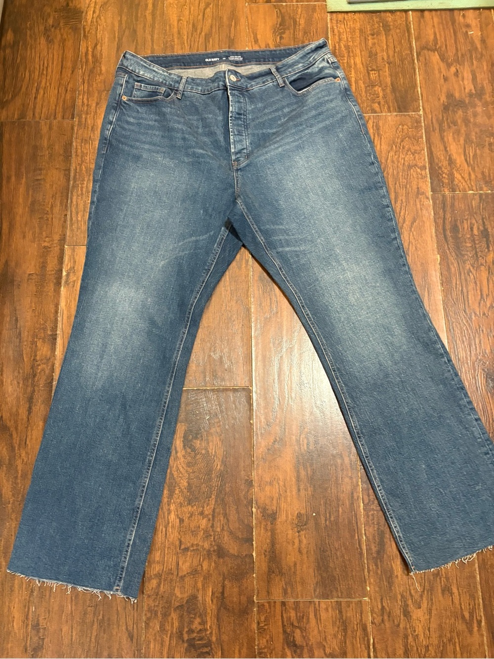 SZ 20 Old Navy Women’s Blue Denim Jeans Extra High Kicker Boot-Cut-Button-Fly